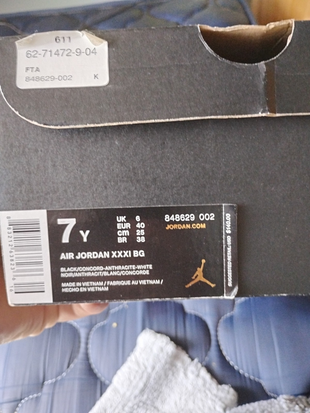 Air Jordan XXXI BG Shoe Box - Black/White/Anthracite